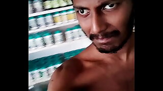 Risky handjob and cumshot in pharmacy