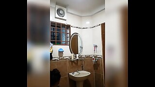 Indian girl in bathroom
