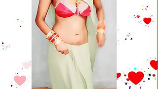 Sari light green color without Blouse Redner Bra Draping