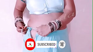 sari sky-blue color very low waist wit out pentyl