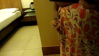 Wear and Cum in Satin silk saree of neighbor 3