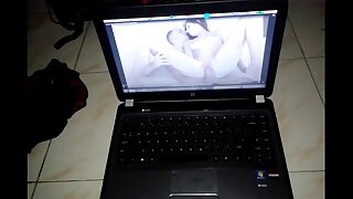 Me jerking my cock while watching porn